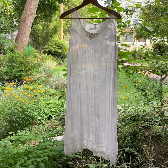 Vintage Ethereal Sheer Crinkle Slip Dress Overdress Underdress S/M - Picture 6 of 17